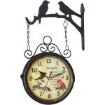 Horloge murale double face, horloge en fer silencieuse tourn�e � 360 degr�s pour la station de jardin ...