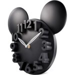 Horloge murale enfant mouse noire chiffres 3d pendule murale quartz pour chambre ecole maternelle 32x28cm ...