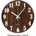 Horloge murale lumineuse de 30, 5 cm en bois silencieuse avec veilleuse anti - tiques pour salon, chambre ...