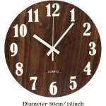 Horloge murale lumineuse de 30, 5 cm en bois silencieuse avec veilleuse anti - tiques pour salon, chambre ...
