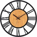 Horloge murale m�tal bois 40cm horloge murale silencieuse sans bruit tic - tac d�coration salon chambre ...