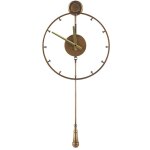 Horloge murale en mtal dor ronde 31 cm de diamtre avec pendule accessoire dco tendance pour salon ...