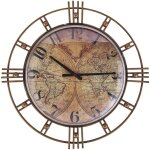 Horloge murale en m�tal dor� ronde 63 cm de diam�tre accessoire d�co pour salon chambre cuisine ou salle ...