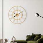 Womo - design - horloge murale minuterie stockholm 85cm rond en fer noir grands chiffres romains pendule ...