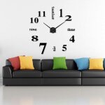 Horloge murale muette, pendule murale de mode moderne horloge murale sans cadre 3d diy miroir autocollant ...
