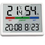 Horloge murale num�rique - grand �cran lcd 9, 3x7, 3cm - affichage heure / date / temp�rature / humidit� ...
