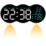 Horloge murale num�rique led affichant l'heure et la temp�rature, alarme avec t�l�commande, projecteur ...