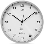 Horloge murale radio pilote  quartz silencieuse blanc / argent  31cm trotteuse changement d'heure ...