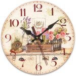 Horloge murale ronde en bois silencieuse r�tro de 30 cm (12 pouces), d�coration murale pour salon ou ...