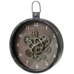Horloge murale ronde en mtal engrenages