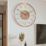 Horloge murale vintage en bois, horloge murale en acrylique transparent, fonctionne � piles, horloge ...