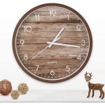 Horloge murale vintage couleur bois, horloge � quartz silencieuse � piles avec joli design, pour decoration ...
