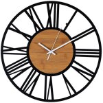 Horloge murale vintage industrielle bois noir, silencieuse, salon 40 cm, pack