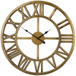 Horloge au style industriel en acier dor� d�coratif et chiffre romain pour int�rieur moderne et glamour ...