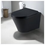 Wc suspendu wc mural noir mat avec abattant avec syst�me d'abaissement automatique ? wc en c�ramique ...