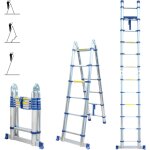 Jamais utilis] echelle tlescopique articule 3, 8m stempakt, escabeau 2x6 marches pliable professionnel ...