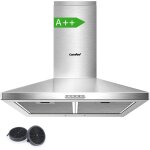 Hotte aspirante 60cm comfee - 400 m / h - classe a + - 2 filtres  charbon - 3 vitesses - recyclage ...