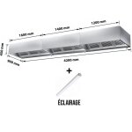 Hotte caisson sans moteur 4200x900x450 mm avec �clairage, filtre et robinet de vidange premium - goldinox ...