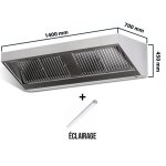Hotte murale sans moteur 1400x700x450 mm avec �clairage, filtre et robinet de vidange premium - goldinox ...