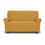 Housse de canap� extensible ocre de new york, anti - rayures, pour canap�s avec accoudoirs, housse de ...