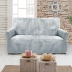 Housse de canap� & housse de fauteuil extensible - 2 places - gris