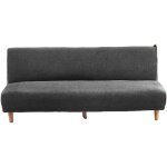 Housse canap� - lit futon sans accoudoirs douce extensible, gris fonc�, taille moyenne