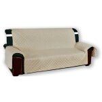 Housse de canap matelasse vivy beige ecru - protecteur de canap avec accoudoirs - polyester lavable, ...