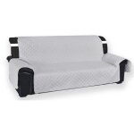 Housse de canap� matelass�e vivy pearl grey - protecteur de canap� avec accoudoirs - polyester lavable, ...