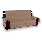 Housse de canap� matelass�e vivy taupe - protecteur de canap� avec accoudoirs - polyester lavable, antid�rapan ...