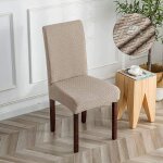 Housse de chaise jacquard � carreaux longue et imperm�able - taupe, housse de chaise universelle, moderne ...