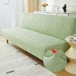 Housse de clic clac �lastique canap� 2 / 3 places feuille jacquard housse de canap� sans accoudoir couverture ...