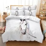 Housse de couette - animaux - cheval blanc - 220x240 cm - 2 taies 65x65 cm - microfibre douce