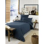 Housse de couette chaude en flanelle 140 x 200 cm candice bleu fonc�