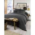 Housse de couette chaude en flanelle 260 x 240 cm candice anthracite