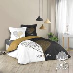 Cdaffaires - housse de couette imprime 220x240 cm + 2 taies 100% coton miu