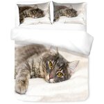 Housse de couette sateen hd photographique chat couché cm. 155x200 Housse de couette sateen hd photographique chat couché cm. 155x200
