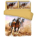 Housse de couette satin hd photographie chevaux racing cm. 155x200