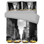 Housse de couette satin� hd photographie new york taxi double cm. 250x200