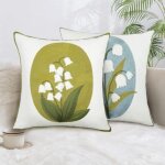 Housse de coussin 45x45 cm, lot de 2 housses de coussin motif de muguet brod� taie d'oreiller d�corative ...