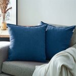 Housse coussin 60x60 cm taie d'oreiller carr�s lot de 2 bleu marine pour gros coussin de canap� lit d�coration ...