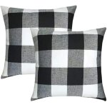 Housse de coussin � carreaux, 2 pi�ces jet� en lin respirant infroissable, avec fermeture � glissi�re ...