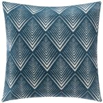 Housse de coussin chenille g�om�trique bleu 40x40 cm
