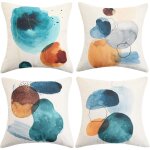 Housses de coussin d�coratives 45 x 45 cm / 18 x 18 pouces peinture abstraite moderne art vert �meraude ...