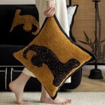 Housse de coussin motif gu�pard, housse de coussin d�corative, housse de coussin de luxe, broderie en ...