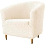 Housse fauteuil 1 place jacquard extensible lavable blanc cass� ortviai