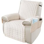 Housse de fauteuil relax �lectrique avec poches et �lastique antid�rapant, lavable, beige, 1 place (53 ...