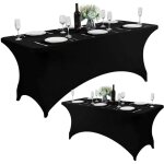 Housse de nappe universelle pour table traiteur 180 cm 6ft elastique noir