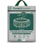 Housse de protection cover garden pour table ronde 6 personnes + chaises, avec tr�pied - �160 x 70 cm ...