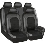 Housses de siège auto, coussins avant et arrière, en cuir pu respirant, accessoires, noir et gris Housses de siège auto, coussins avant et arrière, en cuir pu respirant, accessoires, noir et gris