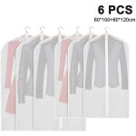 Housses v�tements antimites transparentes respirantes peva (lot de 6), fermeture �clair longue